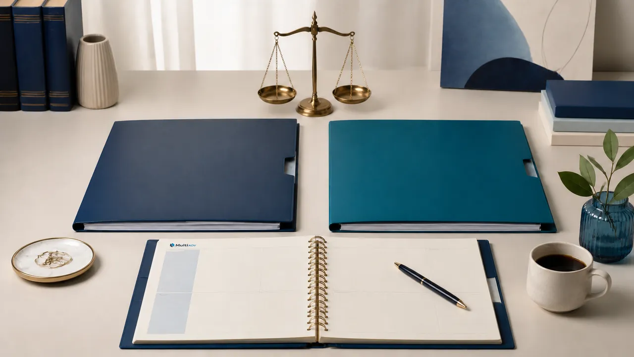 Duas pastas lado a lado e agenda MultiADV representando a escolha de soluções